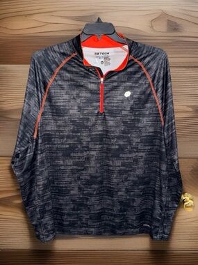 SB TECH Performance Pullover w/ 3/4 zip - Black with Orange Trim-XL-GC